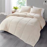 queen size 90x90 off-white beige comforter set - hyde lane solid, lightweight 🌟 all season quilted neutral comforter, reversible design - includes 3 pieces: comforter and 2 shams logo