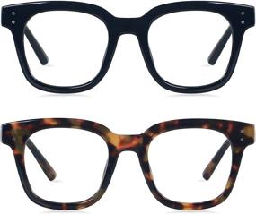 img 4 attached to 👓 Женские оверсайз синие очки с блокировкой синего света для компьютерных экранов - квадратные блокаторы против напряжения глаз от голубого света.