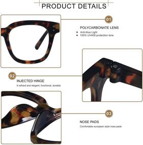 img 3 attached to 👓 Женские оверсайз синие очки с блокировкой синего света для компьютерных экранов - квадратные блокаторы против напряжения глаз от голубого света.