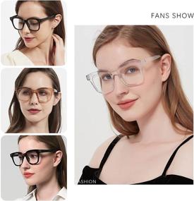 img 1 attached to 👓 Женские оверсайз синие очки с блокировкой синего света для компьютерных экранов - квадратные блокаторы против напряжения глаз от голубого света.