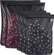 👚 premium tenrai delicates laundry bags - 5 pack set (2 large & 3 medium), bra fine mesh wash bag, zippered, black - protects best clothes in the washer логотип