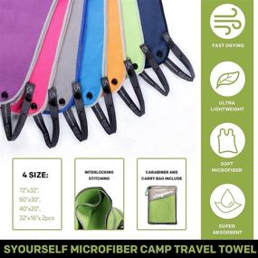 img 2 attached to 🏖️ SYOURSELF Microfiber Towels - Quick Dry Super Absorbent Towel for Travel, Gym, Yoga, and Camping - Compact Backpacking Towel with Travel Bag (S, M, L, XL)