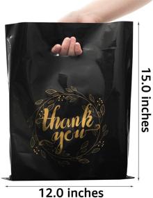 img 3 attached to 🛍️ Pack of 100 Black Plastic Thank You Bags with Handles - 12x15 Inches - Ideal for Boutique, Retail, Gift Bags, Clothing, Party Favors