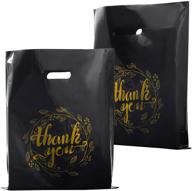 🛍️ pack of 100 black plastic thank you bags with handles - 12x15 inches - ideal for boutique, retail, gift bags, clothing, party favors logo