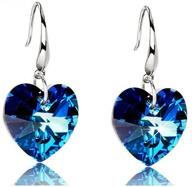 💎 stunning blue crystal dangle earrings, lightweight hearts for women & girls: hypoallergenic jewelry logo