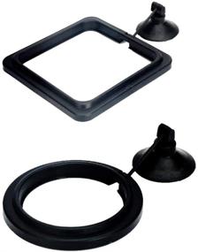 img 2 attached to 🐟 Optimized SunGrow Feeding Ring Set for Large Betta Fish Tanks - 1 Square and 1 Round Floating Plate, Includes 2 Suction Cups - Pack of 2