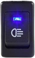 esupport car blue led fog light toggle rocker switch - 4pin 12v 35a on off - enhanced brightness - rear front logo