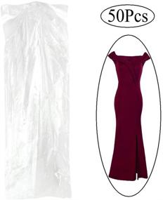 img 1 attached to 👗 50 Pack Clear Garment Bags - Transparent Suit Bags for Clothing Storage - Gown and Dress Cover - 60 x 150 cm