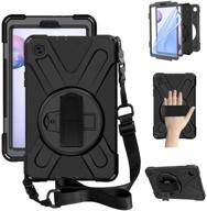 📱 zenrich galaxy tab a 8.4 case (2020) - heavy duty shockproof case with built-in screen protector, kickstand, hand strap, and shoulder strap - black logo