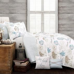 img 3 attached to 🌊 Lush Decor 7 Piece Harbor Life Quilt Set, King Size - Blue and Taupe: Experience Coastal Tranquility