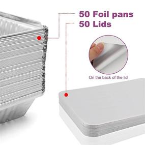 img 3 attached to 🥘 50-Pack Aluminum Disposable Pans with Lids - 2.25 lbs, 8.5" x 6" x 2" - Ideal for Cooking, Baking, Meal Prep, and Freezer Use