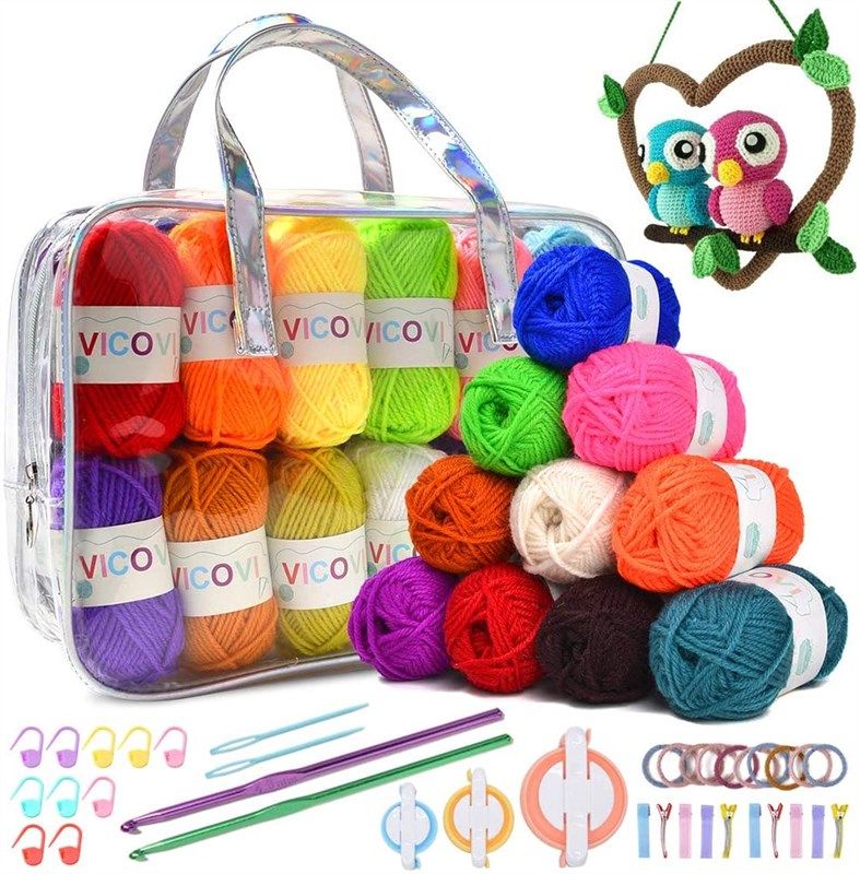  Piccassio Crochet Kit for Beginners Adults and Kids - Make Amigurumi  Crocheting Projects Beginner Includes 20 Colors Yarn, Hooks, Book, a  Durable Bag