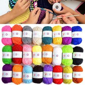 img 3 attached to VICOVI 1000+ Yard Acrylic Yarn Kit for Crochet & Knitting Craft with 24 Assorted Colors, 2 Crochet Hooks, 2 Mint Plastic Knitting Needles, 10 Markers, 10 Hairbands, 10 Hairpins, and 3 Pompom Makers in Various Sizes