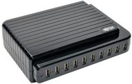 tripp lite 10-port usb charging station hub for tablet iphone & ipad - 5v 2.1a per port (u280-010), black logo