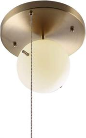 img 2 attached to 💡 Gold Metal Mid-Century Pull Chain Ceiling Light with Globe Glass Shade - Semi Flush Mount