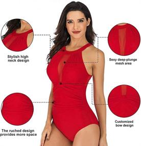 img 3 attached to 🩱 Cromi Women's Tummy Control High Neck One Piece Swimsuits - Stylish Swimwear for Flattering Silhouette