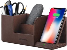 img 4 attached to EasyAcc Wireless Charger Desk Stand Organizer with Wireless Charging Station for 🔌 iPhone 13/13 Pro Max/13 Pro/12 Series/11/XS Max/XR/X/8Plus/SE 2, Desk Storage Caddy Pen Pad Holder