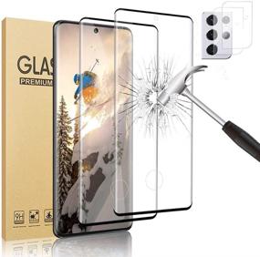 img 4 attached to 📱 [2+2 Pack] Galaxy S21 Ultra 5G Screen & Camera Protector: Bubble-Free, Fingerprint Compatible, Full Coverage 9H Tempered Glass