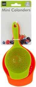 img 2 attached to 🥦 Brandobay Mini Colanders Set: 2-Pack Plastic Kitchen Mesh Strainers with Handles - Red and Lime Green, 6.5 and 7.5 Inch - Ideal for Pasta, Vegetables, and Fruits