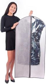 img 3 attached to Premium Clear Garment Bags - Ideal Garment Covers for Dresses & Suits, Luxury Linen-like Quality & Feel