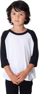 50/50 3/4 sleeve 👕 raglan for kids by american apparel logo