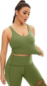 img 4 attached to 🏋️ TAIPOVE Longline Sports Bra Crop Tank V-Neck: Stylish Sexy Top for Women's Workout and Yoga - Buttery Soft, Padded, and Seamless - Medium Impact Support