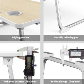 img 1 attached to 🛏️ Elekin Multi-Function Folding Standing Lap Desk - Laptop Bed Table Stand with Handle, Drawer, and Cup Holder for Bed and Sofa