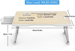 img 2 attached to 🛏️ Elekin Multi-Function Folding Standing Lap Desk - Laptop Bed Table Stand with Handle, Drawer, and Cup Holder for Bed and Sofa