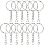 🔑 jmkcoz pack of 100 1"/25mm metal split key rings with chain in silver - keychain rings with open jump rings and connectors for diy accessories logo