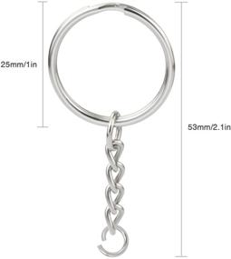 img 3 attached to 🔑 Jmkcoz Pack of 100 1"/25mm Metal Split Key Rings with Chain in Silver - Keychain Rings with Open Jump Rings and Connectors for DIY Accessories