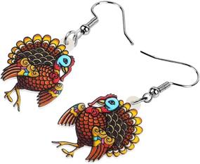 img 2 attached to 🦃 NEWEI Acrylic Thanksgiving Turkey Chicken Earrings: Festive Anime Animal Drop Dangle Jewelry for Women, Girls, Teens & Kids – Perfect Festival Gifts