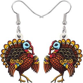 img 4 attached to 🦃 NEWEI Acrylic Thanksgiving Turkey Chicken Earrings: Festive Anime Animal Drop Dangle Jewelry for Women, Girls, Teens & Kids – Perfect Festival Gifts