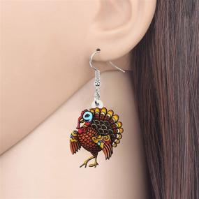 img 3 attached to 🦃 NEWEI Acrylic Thanksgiving Turkey Chicken Earrings: Festive Anime Animal Drop Dangle Jewelry for Women, Girls, Teens & Kids – Perfect Festival Gifts