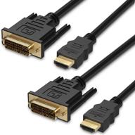 🔌 fosmon hdmi to dvi cable (6 ft - 2 pack) - high speed bi-directional gold plated dvi-d to hdmi cord for hdtv, apple tv, smart tv, ps3/ps4, xbox one x/one s/360, wii u logo