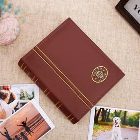 img 2 attached to 📸 Zinowin Kingth Small Photo Album 4x6 – 200 Pockets Mini Bookshelf Photo Book – Ideal for Father's and Mother's Day, Graduation, Birthday – Leather Face Family Picture Album (Brown)