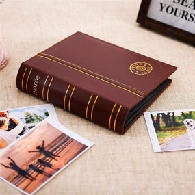 img 1 attached to 📸 Zinowin Kingth Small Photo Album 4x6 – 200 Pockets Mini Bookshelf Photo Book – Ideal for Father's and Mother's Day, Graduation, Birthday – Leather Face Family Picture Album (Brown)