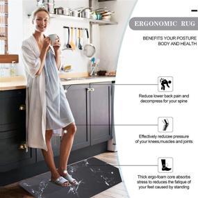 img 3 attached to 🧼 Cushioned Anti-Fatigue Kitchen Mat [2 PCS] - Non Slip, Waterproof, Heavy Duty - Ergonomic Comfort for Kitchen, Floor Home, Office, Sink, Laundry