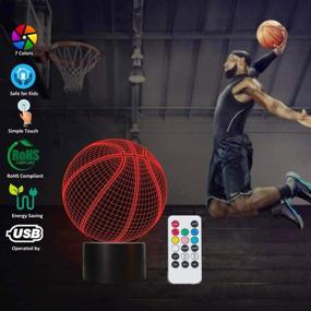 img 2 attached to 🏀 Basketball 3D Illusion Night Light for Boys | 7 Colors Changing | Touch & Remote Switch | Xmas Children Bedroom Decoration | Birthday Gifts for Basketball Sports Fans