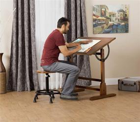 img 2 attached to 🎨 Rustic Oak Adjustable Drafting Table - Vintage Craft Desk for Drawing, Hobby, Writing, Studio - 36''W x 24''D