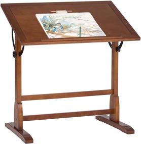 img 4 attached to 🎨 Rustic Oak Adjustable Drafting Table - Vintage Craft Desk for Drawing, Hobby, Writing, Studio - 36''W x 24''D