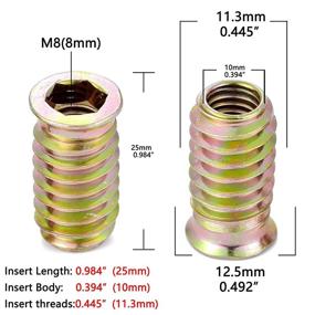 img 3 attached to PGMJ 80 Pieces M8 Wood Inserts Bolt Furniture Screw In Nut Threaded Fastener Connector Hex Socket Drive For Wood Furniture Assortment (M8X25Mm)