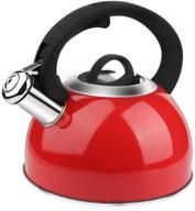 ☕ aidea 2 quart dark red stainless steel tea kettle with whistling feature for stovetop logo