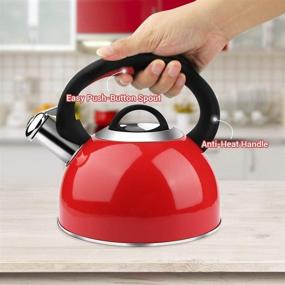 img 3 attached to ☕ AIDEA 2 Quart Dark Red Stainless Steel Tea Kettle with Whistling Feature for Stovetop