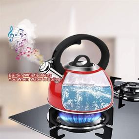 img 1 attached to ☕ AIDEA 2 Quart Dark Red Stainless Steel Tea Kettle with Whistling Feature for Stovetop