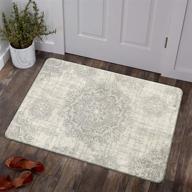lahome vintage medallion area rug - 2’ x 3’ non-slip distressed accent throw rug, gray - ideal for entryways, door mats, bedrooms, laundry rooms - fashionable floor carpet for home décor logo