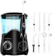 🦷 black electric dental water flosser with 10 pressure levels & 8 water jet tips - water dental oral irrigator for teeth/braces, 600ml teeth cleaner for family, effective tooth clean logo