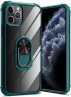 greatruly iphone 11 pro max 6.5 inch (2019) kickstand case - clear, drop protection phone cover with slim design, soft bumper, hard back, ring stand. compatible with magnetic car mount. (green) logo