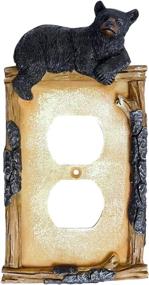 img 1 attached to 🏠 Home Décor: BestGiftEver - Black Bear on Log Double Outlet Receptacle Cover | Cabin Lodge Style