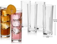 pack of 8 highball glasses, tall cocktail glasses for water, juice, cocktails, beer and more, stylish barware, italian-inspired, 10 oz capacity logo