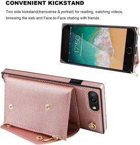 img 2 attached to 👜 KIHUWEY Rose Gold Crossbody Case with Wallet Card Holder for iPhone 7 Plus and iPhone 8 Plus - Kickstand, Wrist Strap, Shoulder Cross Body Zipper Purse Bag Cover Case